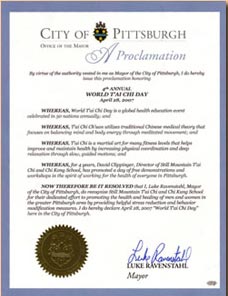 World T'ai Chi Day Proclamation