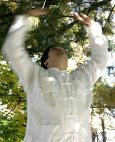 Dr. Clippinger performs a Triple Burner Exercise from the Taoist Sacred Sounds Chi Kung (Qigong), which is frequently used in the treatment of Cancer 